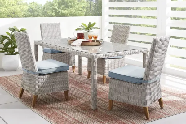 Patmos Gray 5 Pc Outdoor Dining Set with Steel Cushions