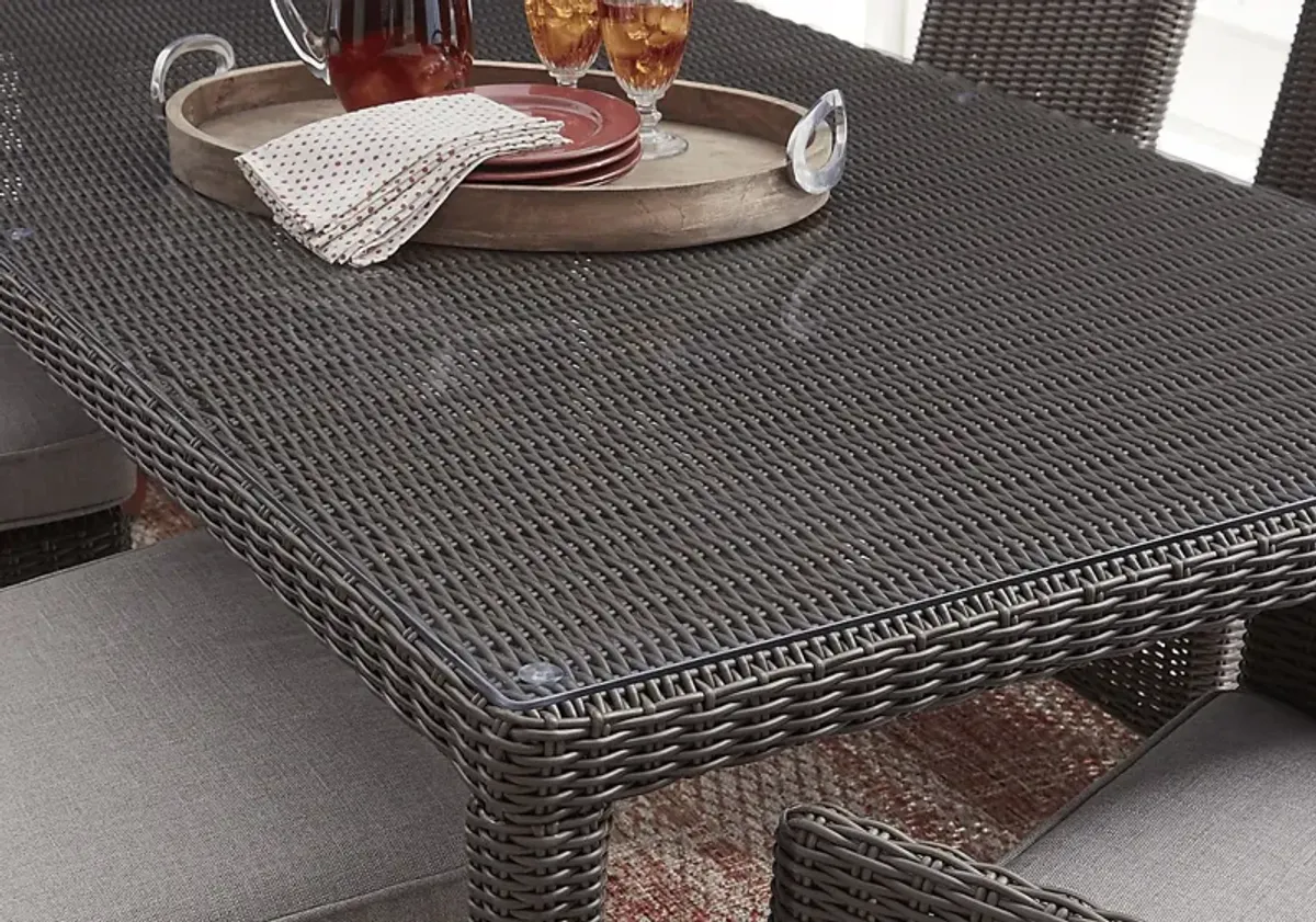 Patmos Brown 7 Pc 74 in. Rectangle Outdoor Dining Set