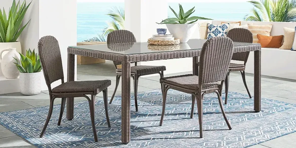 Patmos Brown 7 Pc 74 in. Rectangle Outdoor Dining Set