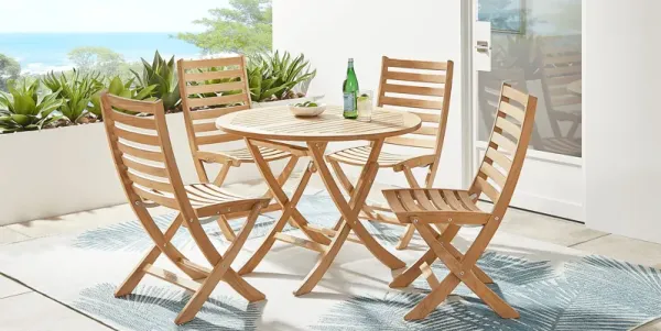Pleasant Bay Natural 5 Pc Outdoor Folding Dining Set