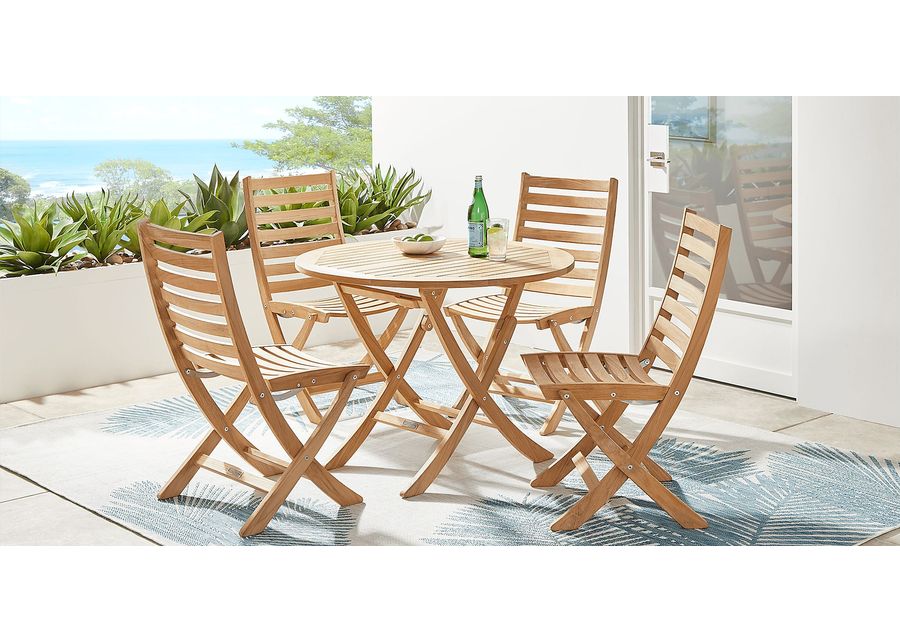 Nantucket Natural 5 Pc Outdoor Folding Dining Set