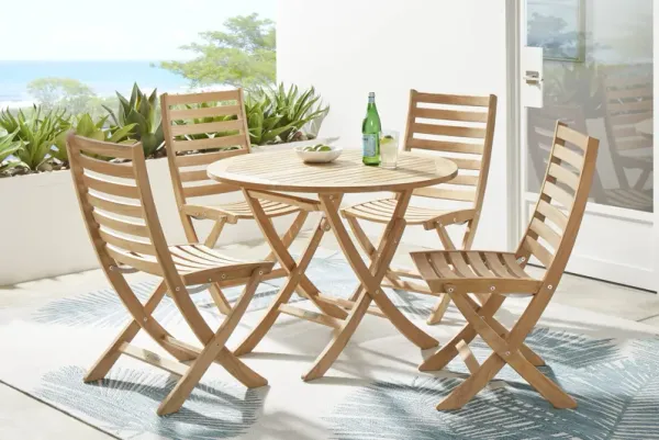 Pleasant Bay Natural 5 Pc Outdoor Folding Dining Set
