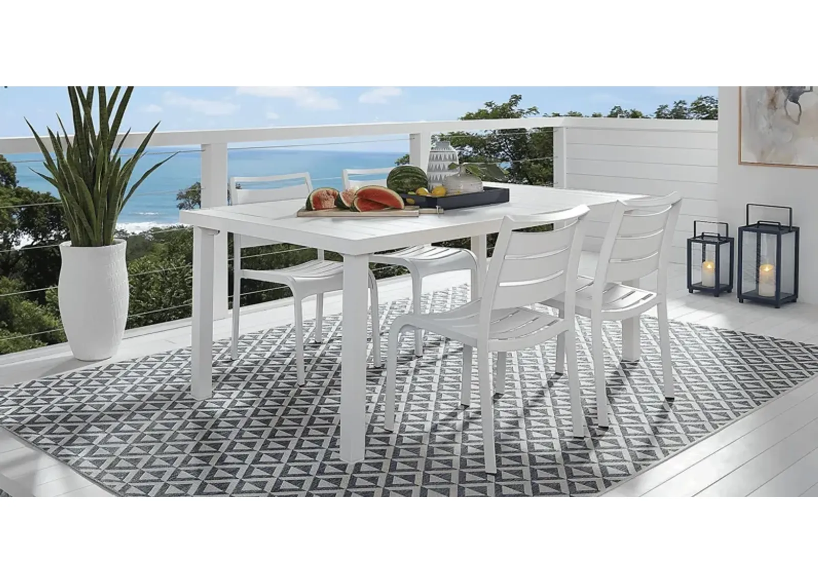 Park Walk White 5 Pc Rectangle Outdoor Dining Set