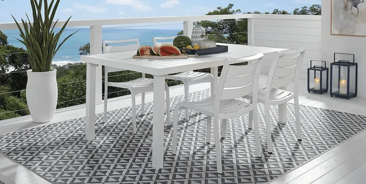 Park Walk White 5 Pc Rectangle Outdoor Dining Set