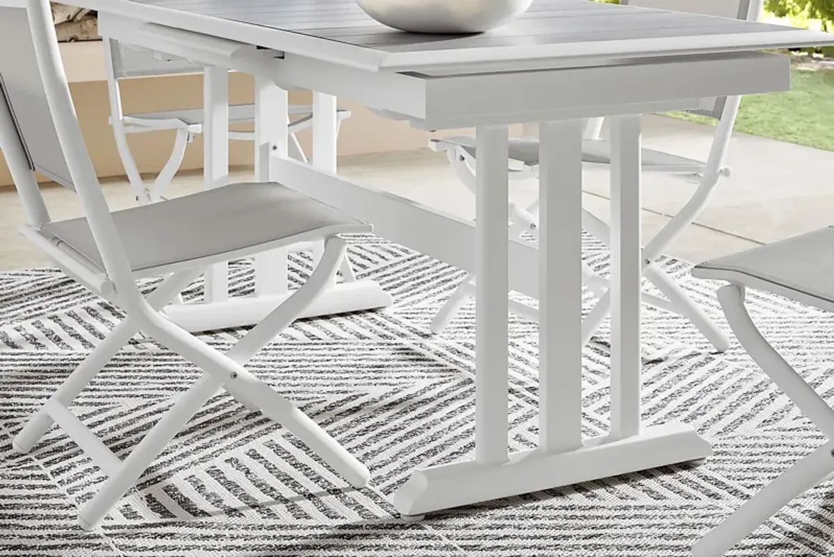 Kellen White 7 Pc Outdoor Extension Dining Set with Folding Chairs