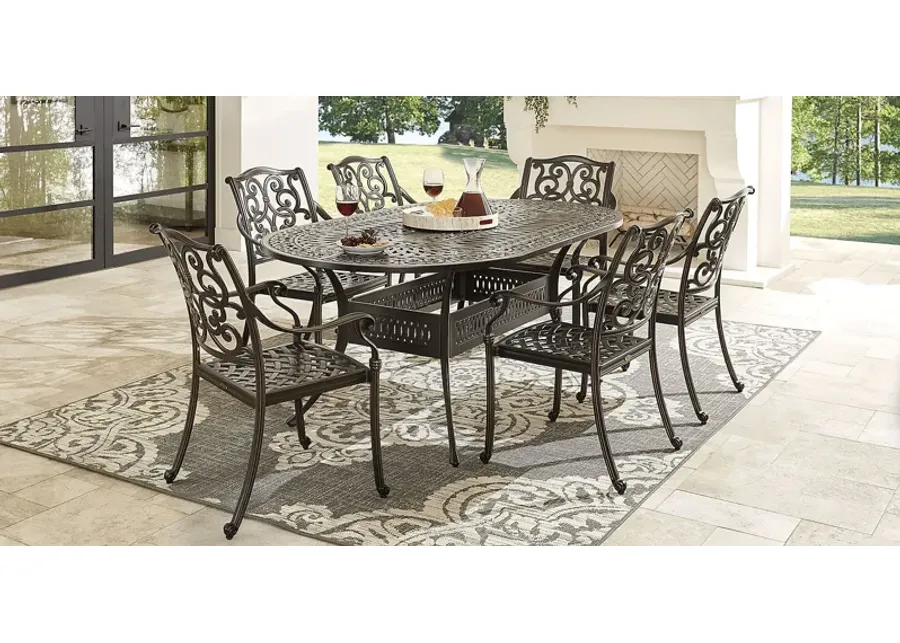 Lake Como Antique Bronze 7 Pc Oval Outdoor Dining Set