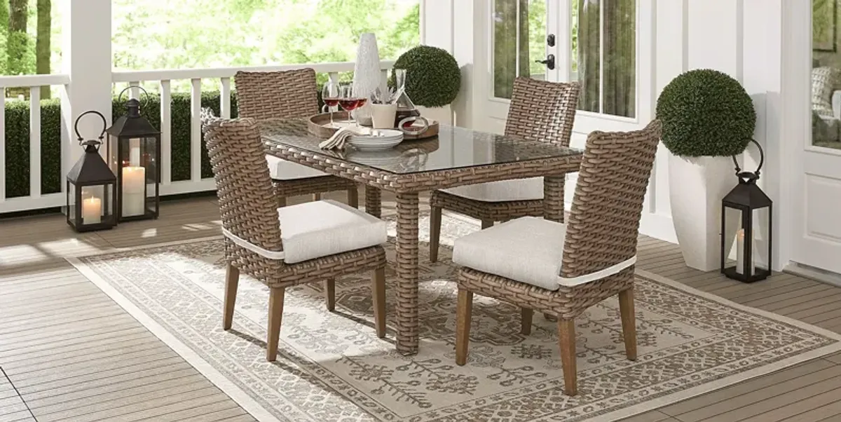 Siesta Key Driftwood 5 Pc 72 in. Rectangle Outdoor Dining Set with Twine Cushions