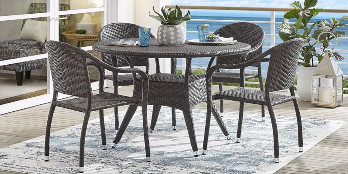 Bay Terrace Brown Wicker 48 in. Round Outdoor Dining Table