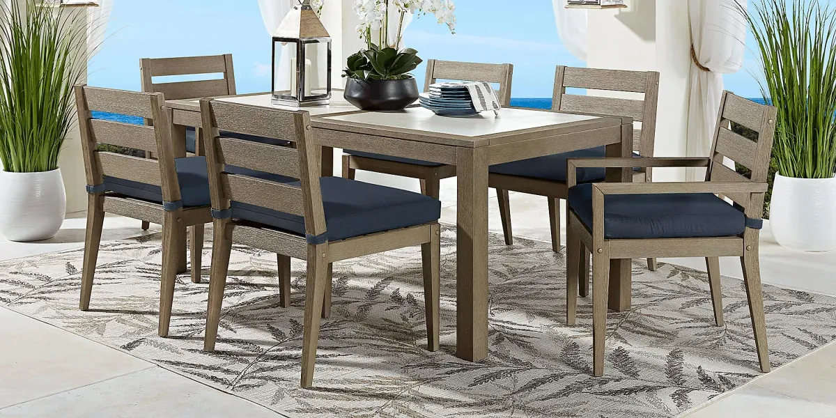 Lake Tahoe Gray Rectangle Outdoor Dining Table