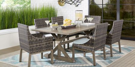 Montecello Gray 5 Pc 84 in. Rectangle Outdoor Dining Set with Mist Cushions