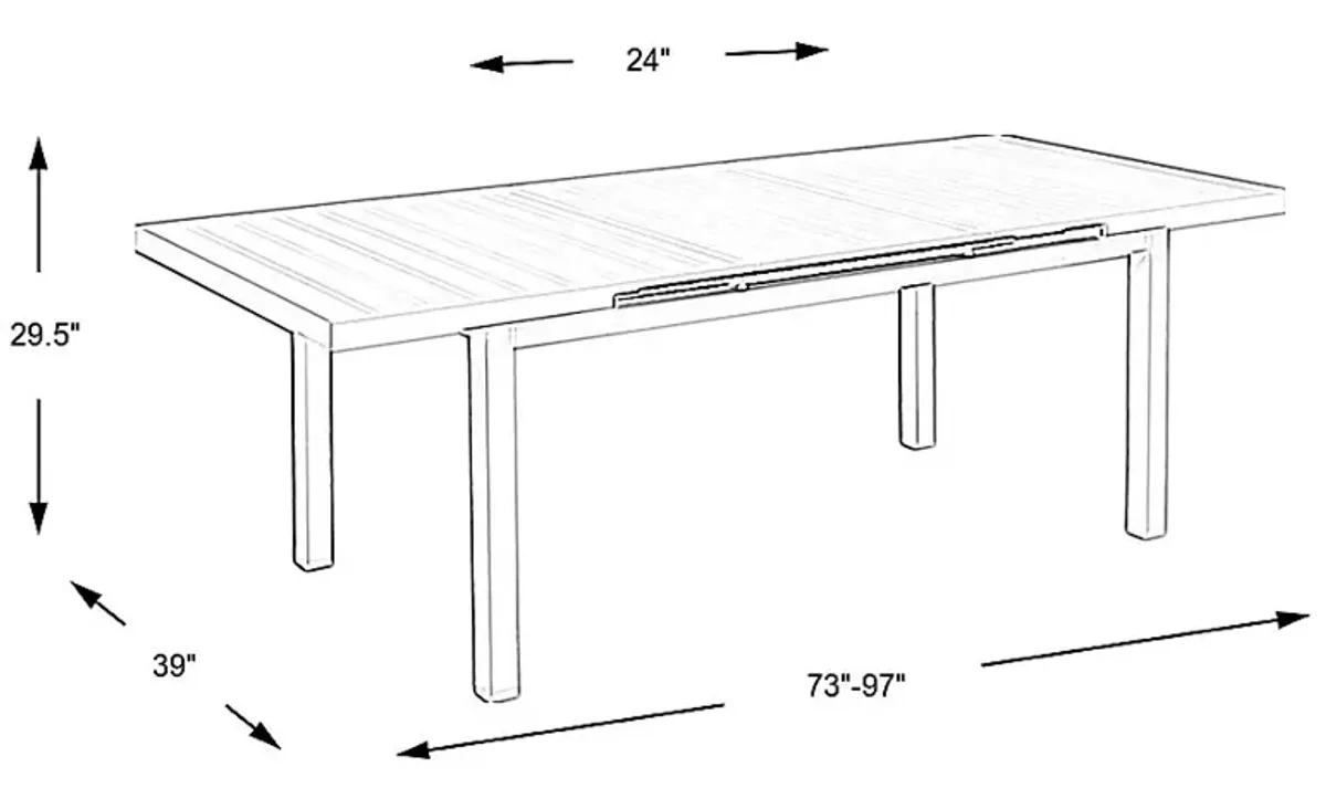 Park Walk White 73 - 97 in. Rectangle Extension Outdoor Dining Table