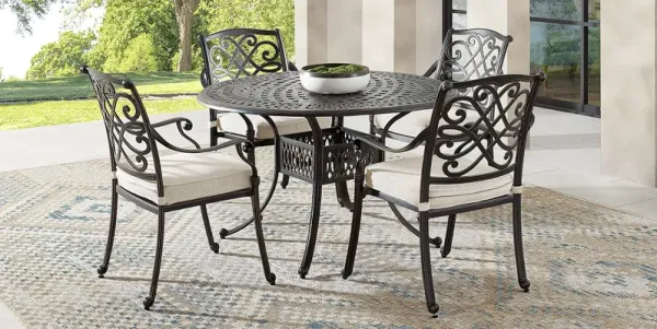 Carina Bronze 5 Pc 48 in. Round Outdoor Dining Set with Desert Cushions