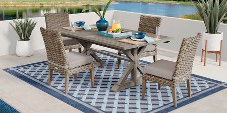 Siesta Key Gray 5 Pc Rectangle Outdoor Dining Set with Twine Cushions