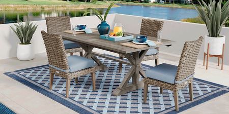 Siesta Key Gray 5 Pc Rectangle Outdoor Dining Set with Steel Cushions