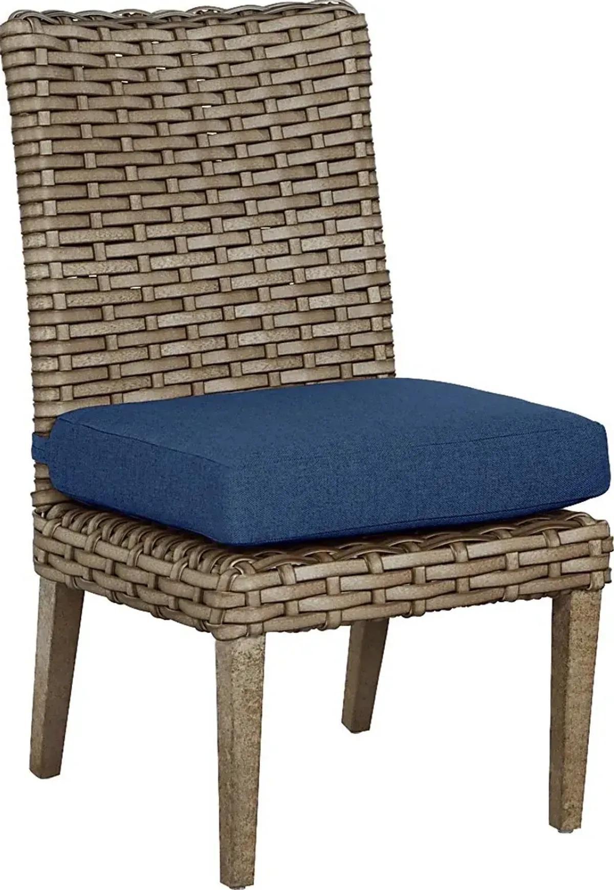 Siesta Key Driftwood 7 Pc 72 in. Rectangle Outdoor Dining Set with Indigo Cushions