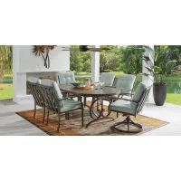 Lake Breeze Aged Bronze 7 Pc Outdoor 78 in. Oval Dining Set with Mist Cushions