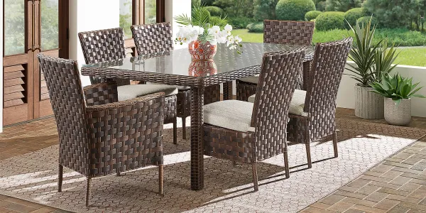Mantra Brown 7 Pc Outdoor Dining Set with Ash Cushions