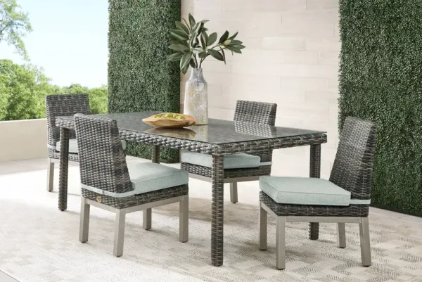 Montecello Gray 5 Pc Outdoor Dining Set with Mist Cushions