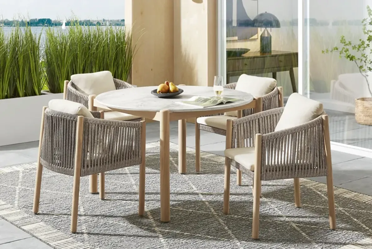 Koda White 47 in. Round Outdoor Dining Table