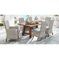 Patmos Tan 5 Pc 78 in. Rectangle Outdoor Dining Set With Steel Cushions