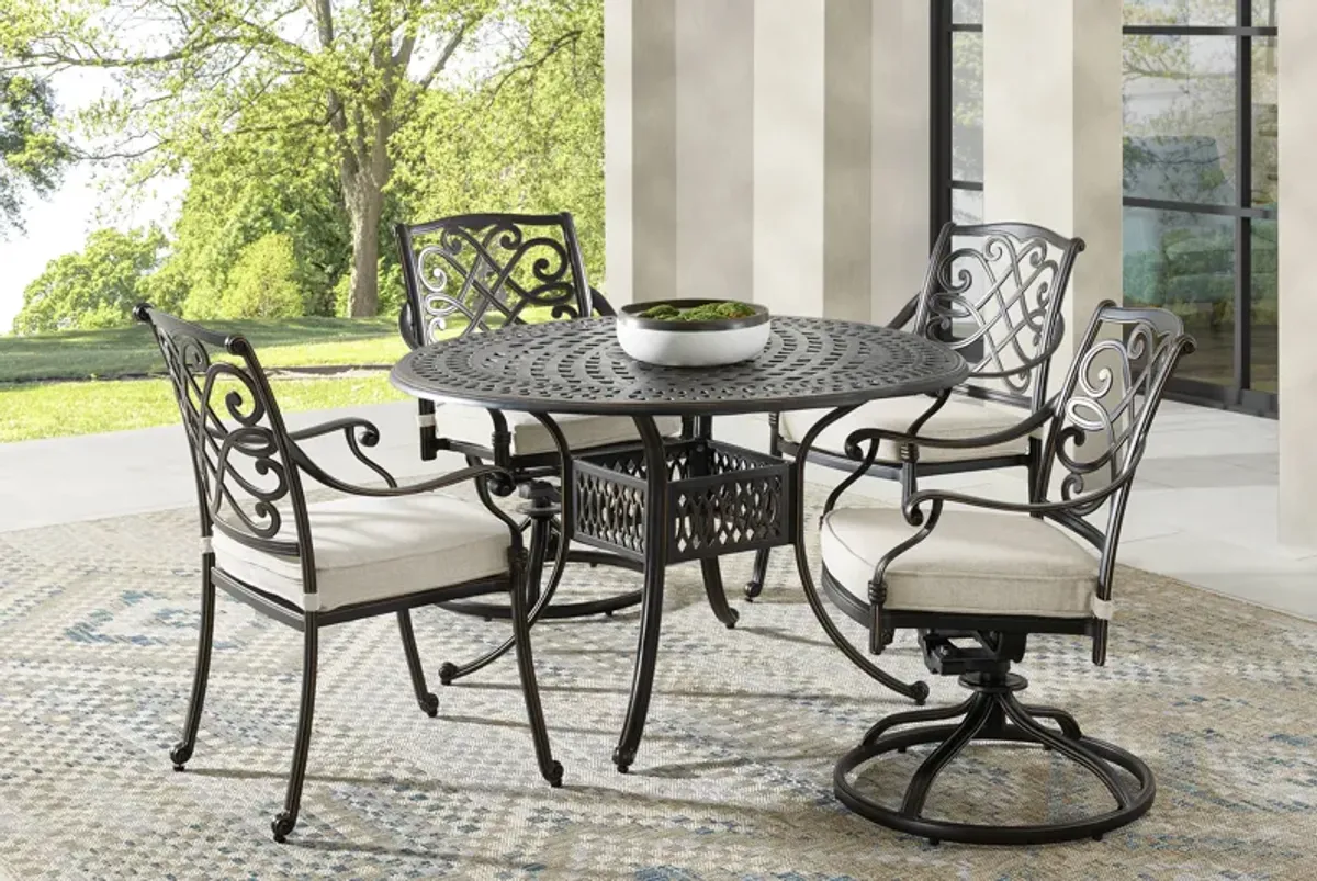 Carina Bronze 5 Pc 48 in. Round Outdoor Dining Set with Desert Cushions