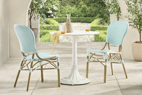 Juliette II White 3 Pc Outdoor Dining Set with Sky Chairs
