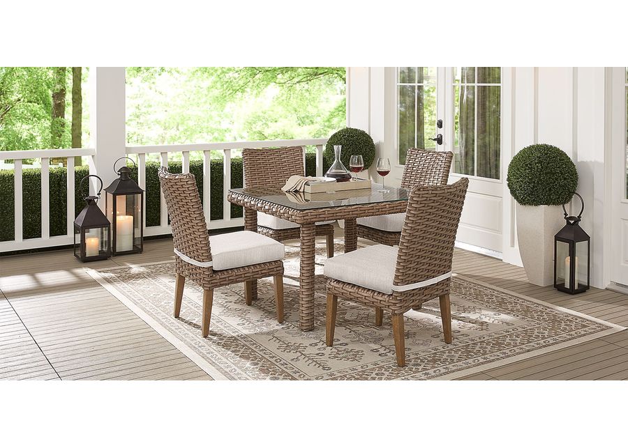 Siesta Key Driftwood 5 Pc 42 In. Square Outdoor Dining Set with Twine Cushions