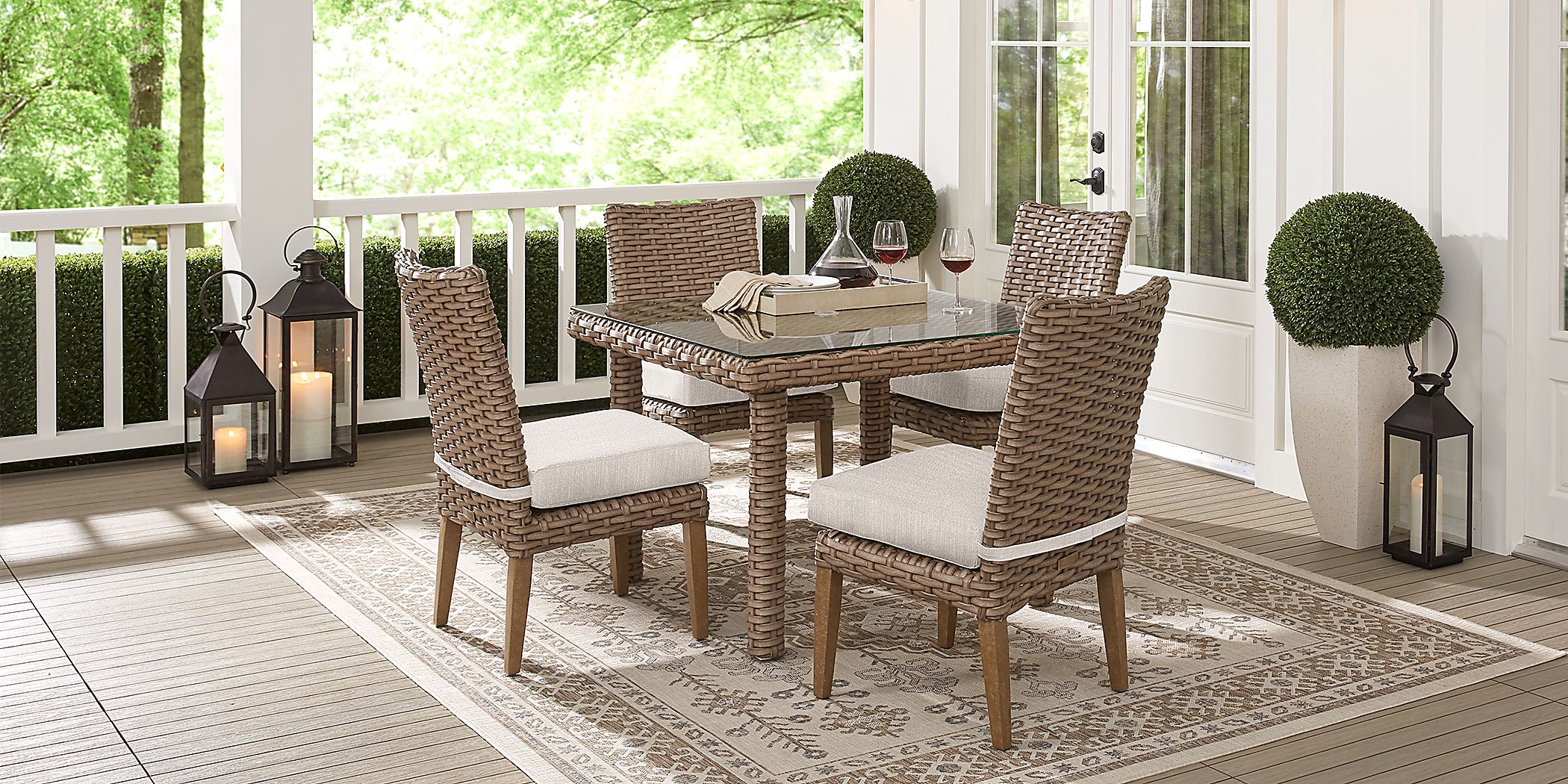 Siesta Key Driftwood 5 Pc 42 In. Square Outdoor Dining Set with Twine Cushions