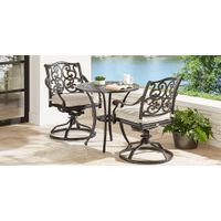 Lake Como 3 Pc Antique Bronze Round Outdoor Dining Set with Silk-Color Cushions