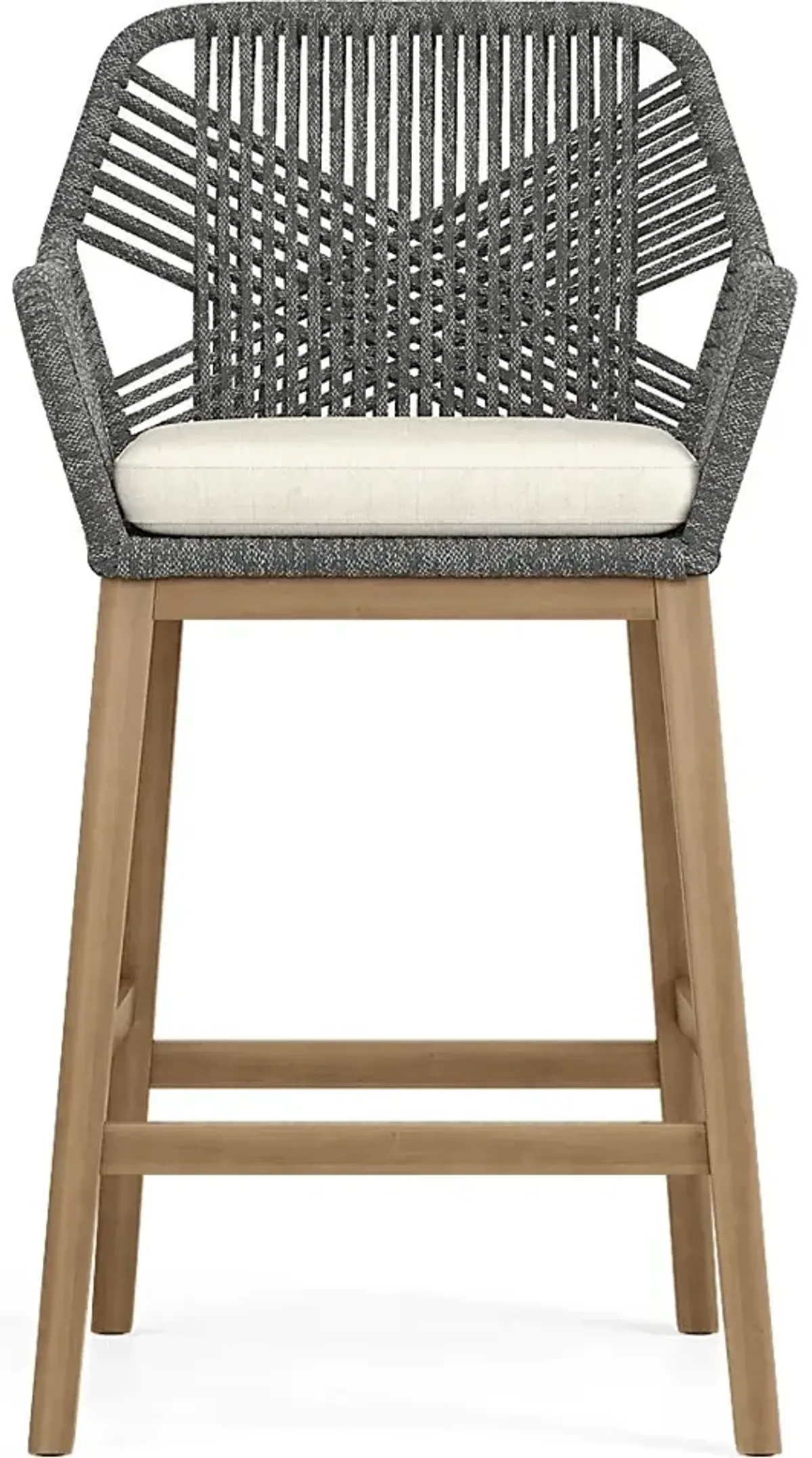 Tessere Natural 7 Pc Bar Height Outdoor Dining Set with Gray Barstools