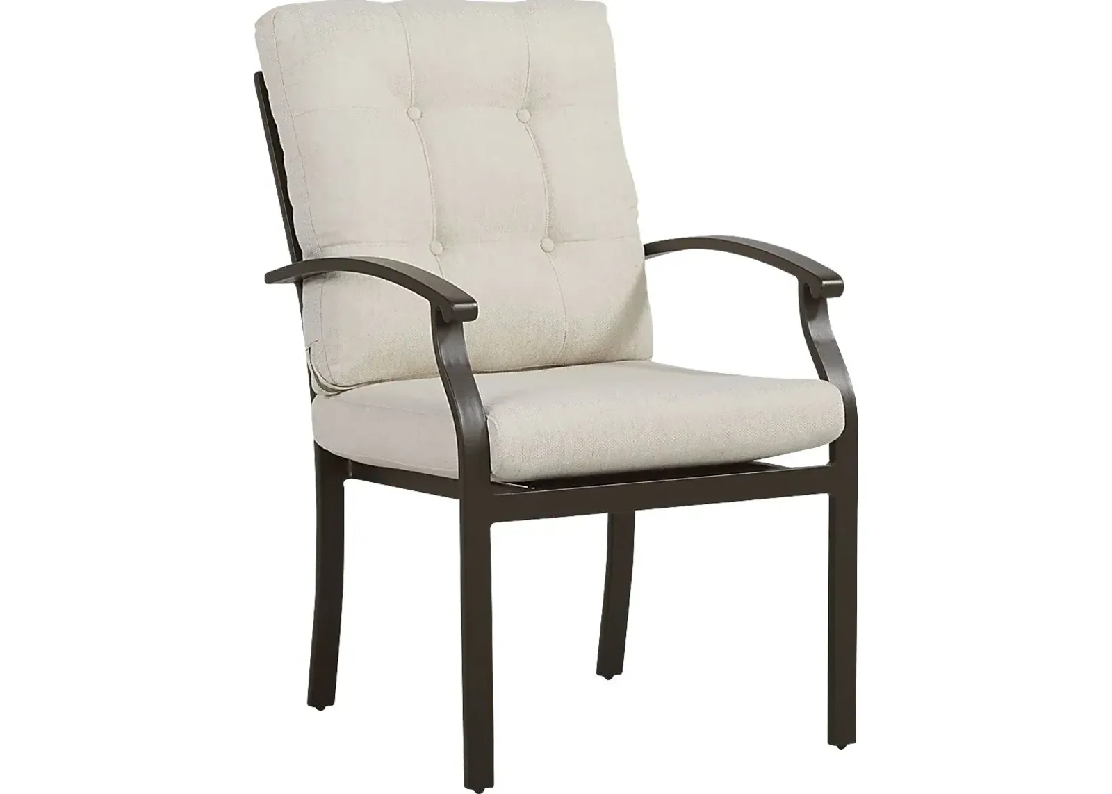 Lake Breeze Aged Bronze Outdoor Dining Chair with Parchment Cushions