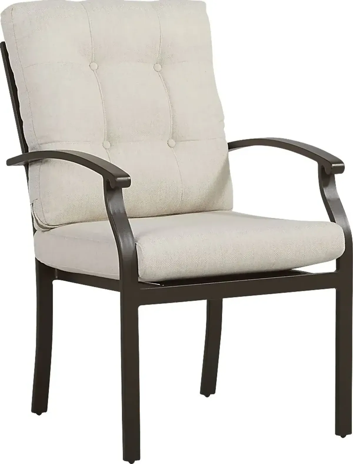 Lake Breeze Aged Bronze Outdoor Dining Chair with Parchment Cushions