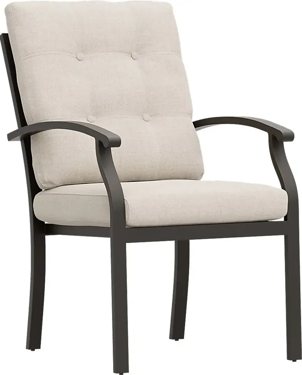 Lake Breeze Aged Bronze Outdoor Dining Chair with Parchment Cushions