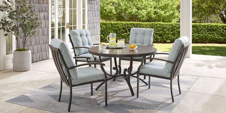 Lake Breeze Aged Bronze Outdoor Dining Chair with Mist Cushions