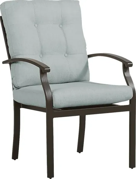 Lake Breeze Aged Bronze Outdoor Dining Chair with Mist Cushions