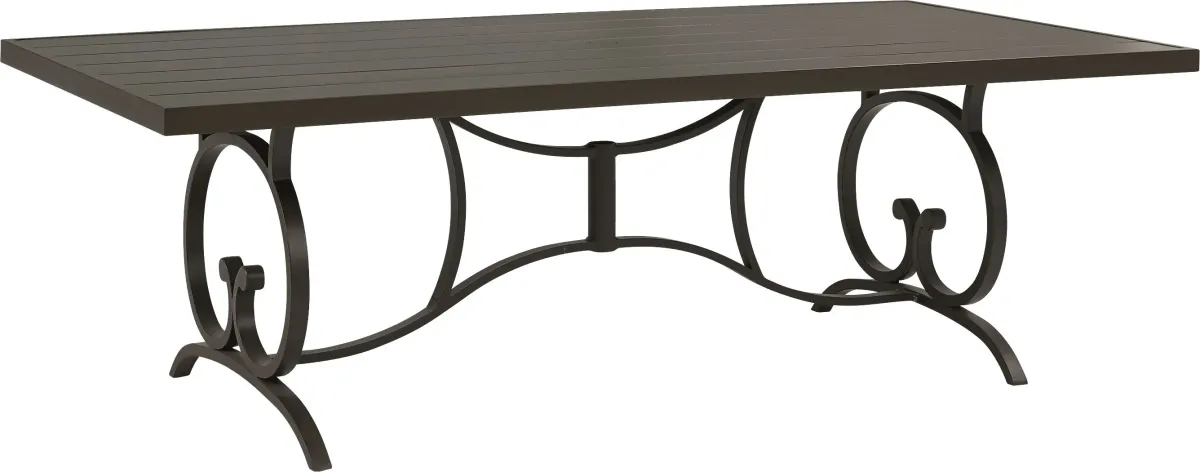 Lake Breeze Aged Bronze 7 Pc Outdoor 90 in. Rectangle Dining Set with Parchment Cushions