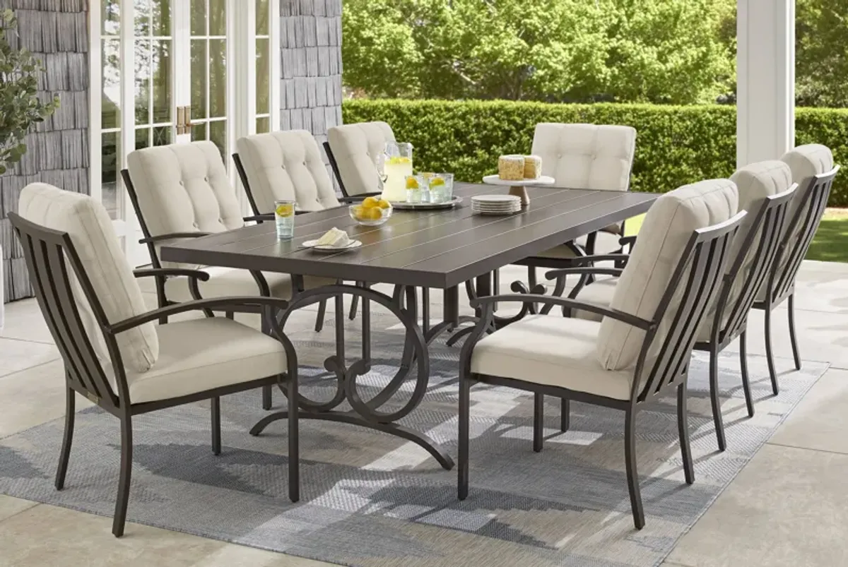 Lake Breeze Aged Bronze 7 Pc Outdoor Dining Set with Desert Cushions