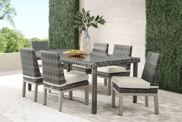 Montecello Gray 7 Pc Outdoor Dining Set with Twine Cushions