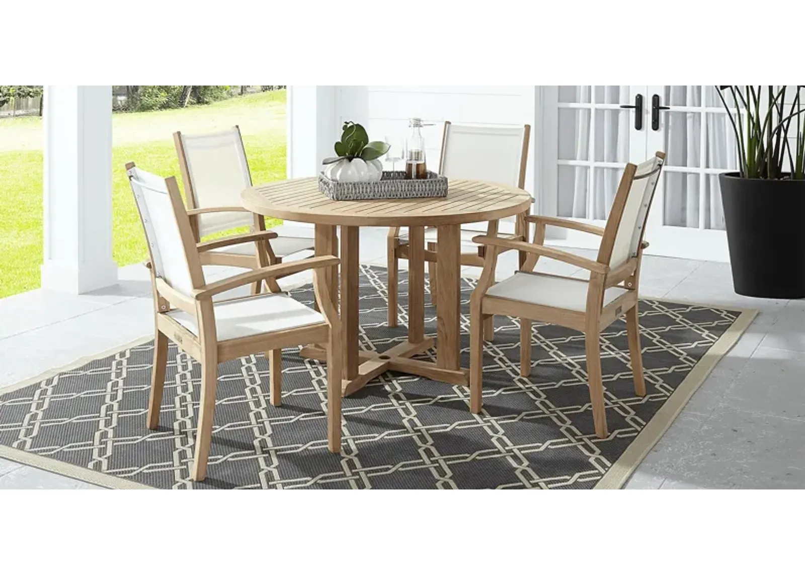 Pleasant Bay Teak 5 Pc Round Outdoor Dining Set