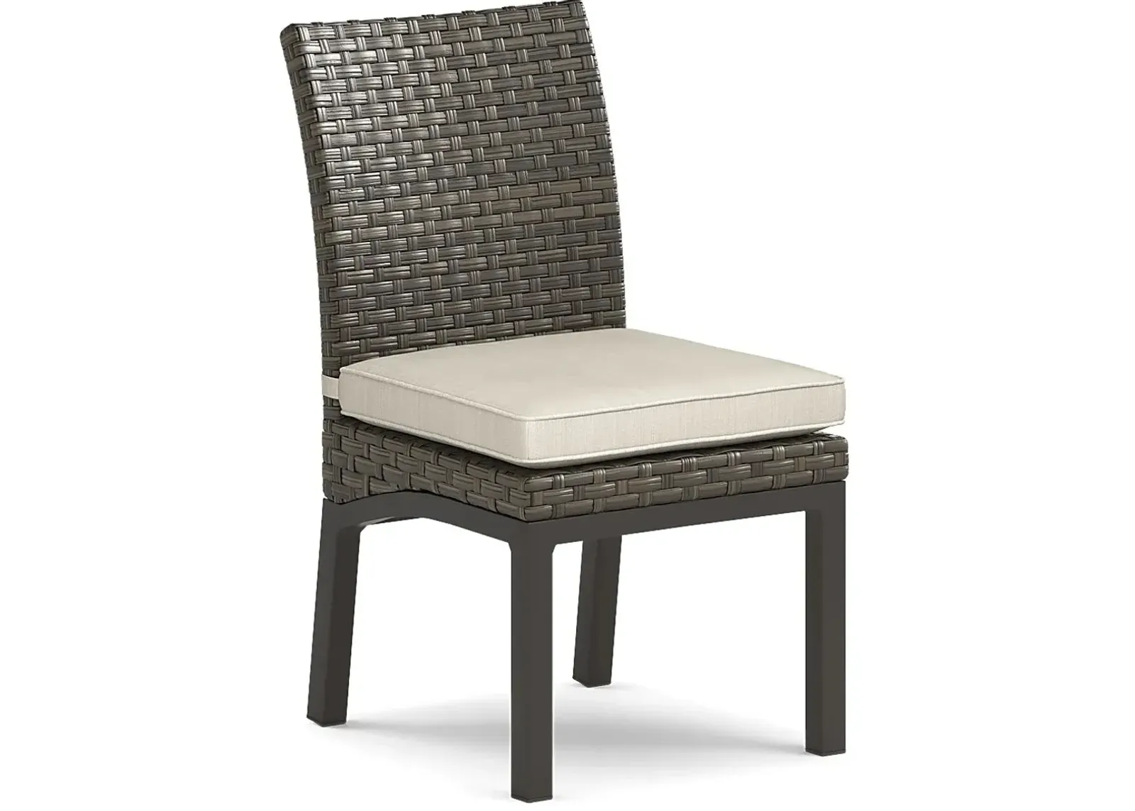 Rialto Brown Outdoor Side Chair with Putty Cushion