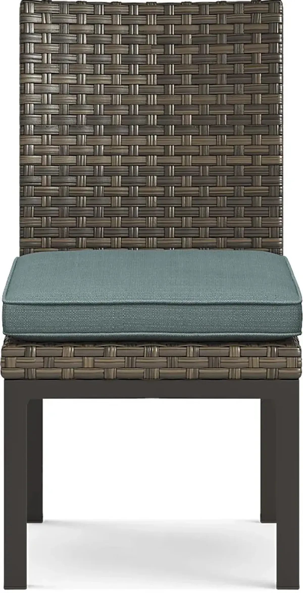 Rialto Brown Outdoor Side Chair with Aqua Cushion