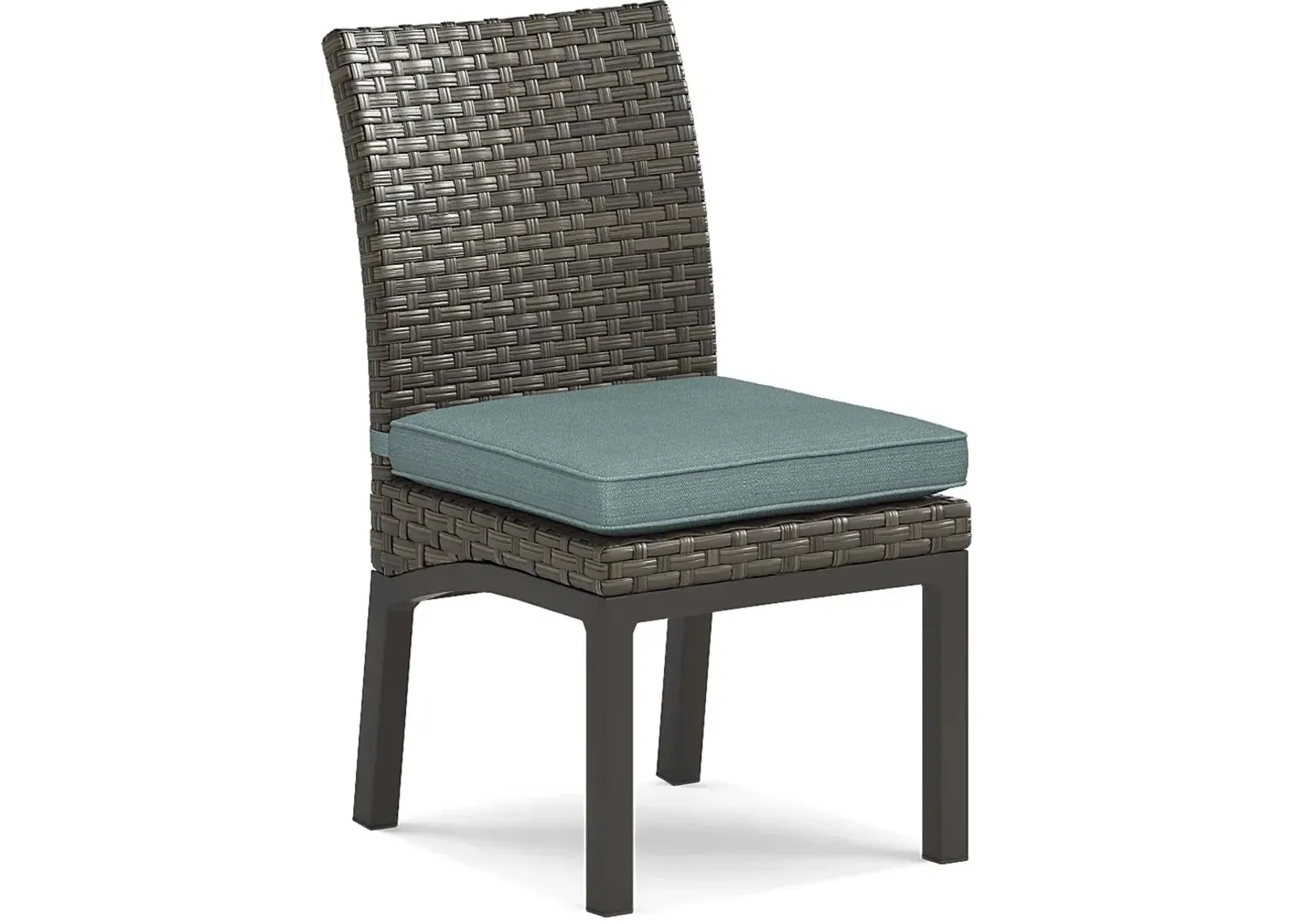 Rialto Brown Outdoor Side Chair with Aqua Cushion