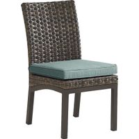 Rialto Brown Outdoor Side Chair with Aqua Cushion