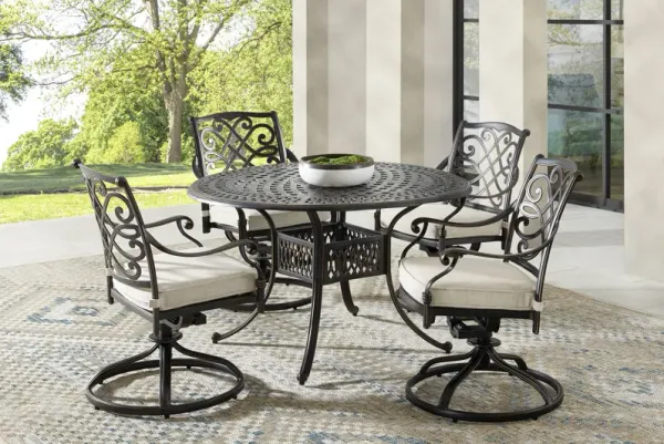 Carina Bronze 5 Pc 48 in. Round Outdoor Dining Set with Desert Cushions