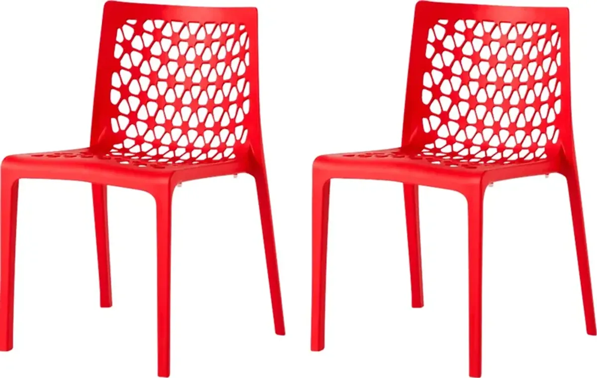 Lagoon Milan Red Outdoor Dining Chair, Set of 2