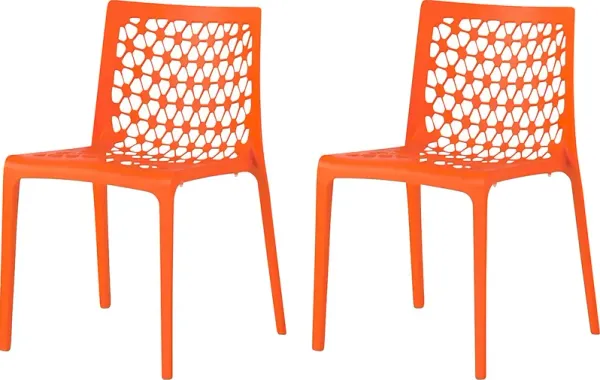 Lagoon Milan Orange Outdoor Dining Chair, Set of 2