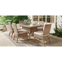 Hamptons Cove Gray 5 Pc Rectangle Outdoor Dining Set with Flax Cushions