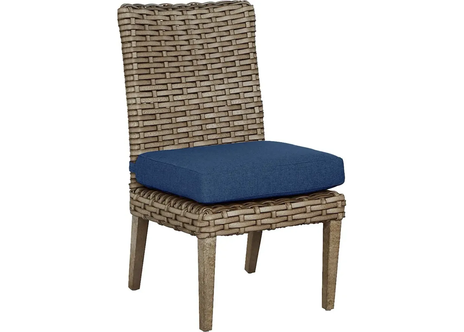 Siesta Key Driftwood Outdoor Side Chair with Indigo Cushion