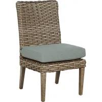 Siesta Key Driftwood Outdoor Side Chair with Seafoam Cushion