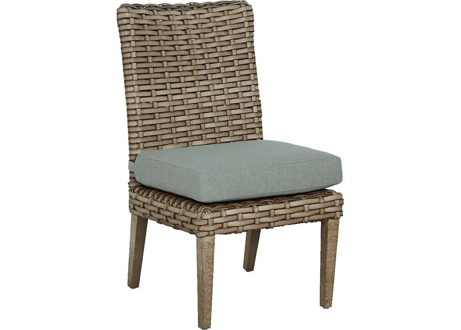 Siesta Key Driftwood Outdoor Side Chair with Seafoam Cushion